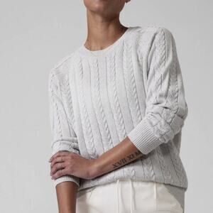 Athleta Crossroads Crew Sweater in Bright White Metallic Size XXS